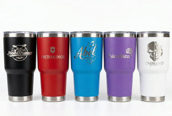 Termos personalizados → "Tu diseño, grabado con laser"